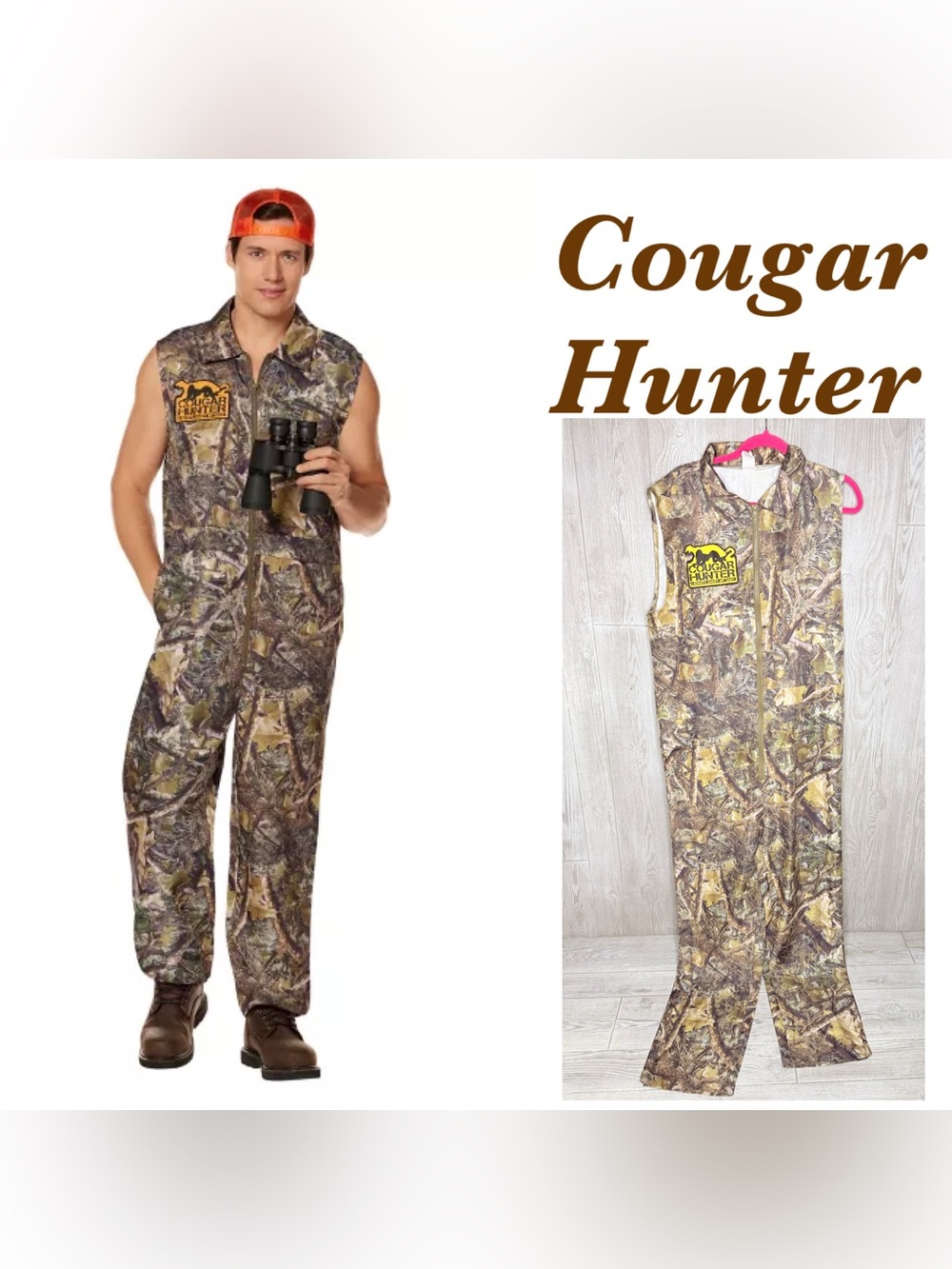 Adult men’s Cougar Hunter halloween costume cosplay jumpsuit size s/m funny